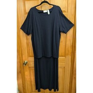 Elisabeth Women's 3X (3) Skirt & Top Set Navy Maxi Fit & Flare Heavy Knit
